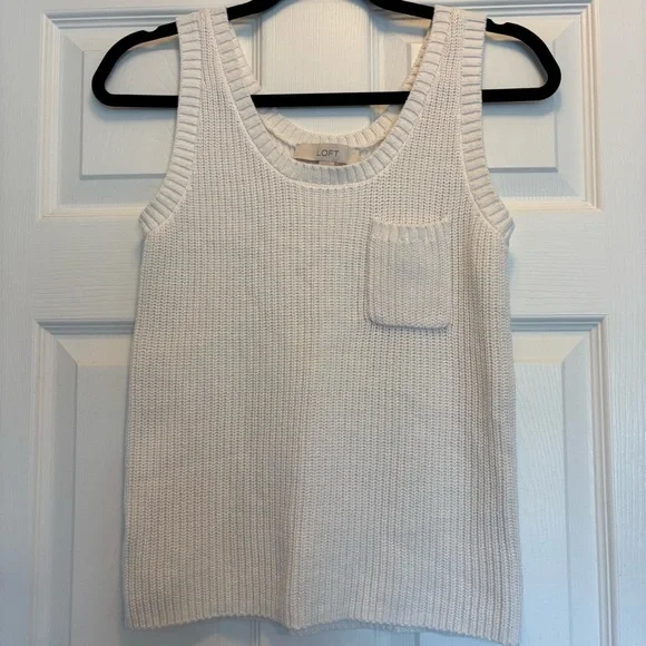 LOFT Ivory Knit Pullover Sweater Tank - Picture 1 of 3